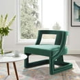 thumbnail image 2 of Contemporary Modern Urban Designer Living Room Lounge Club Lobby Accent Side Chair Armchair, Velvet Fabric Wood, Green, 2 of 7