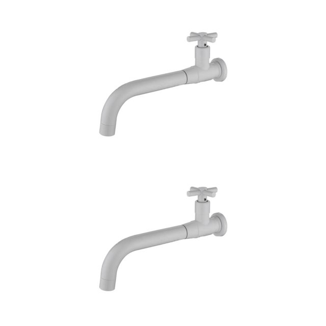 Bearachild Grifo montado en la pared de larga duración para lavabos, grifo compacto de ajuste Universal, grifo de lavabo frío único 05 blanco 05 Blanco Perla 2Conjunto