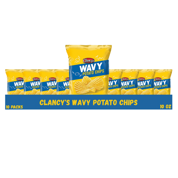 Clancy's Wavy Potato Chips - 10-Pack Snack Size Bags - Crispy & Dippable