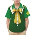 thumbnail image 6 of LEKWK Boys St. Patrick's Day Shirt Faux Leprechaun Vest Graphic Short Sleeve Button Down Top Novelty Irish Costume, 6 of 9
