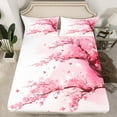 thumbnail image 2 of jejeloiu Abstract Cherry Floral Twin Sheet Sets,Pink Splashing Ink Twin Fitted Sheet,Modern Aesthetic Art Flat Sheet For Teens,Microfiber Bedroom Decor,3 Pieces, 2 of 7