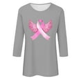 thumbnail image 4 of Alkepwun Breast Cancer Shirt for Women Angel Wings Pink Ribbon TShirt Cancer Fight Awareness Shirt Faith Casual 3/4 Sleeve Tops, 4 of 4