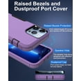 thumbnail image 4 of for iPhone 13 Pro Max Phone Case, with Tempered Glass Screen Protector, Dust-Proof Port Cover, Full Body Non-Slip Rubber Covered, Wear-Resistant & Drop-Proof, Black/Purple, 4 of 16