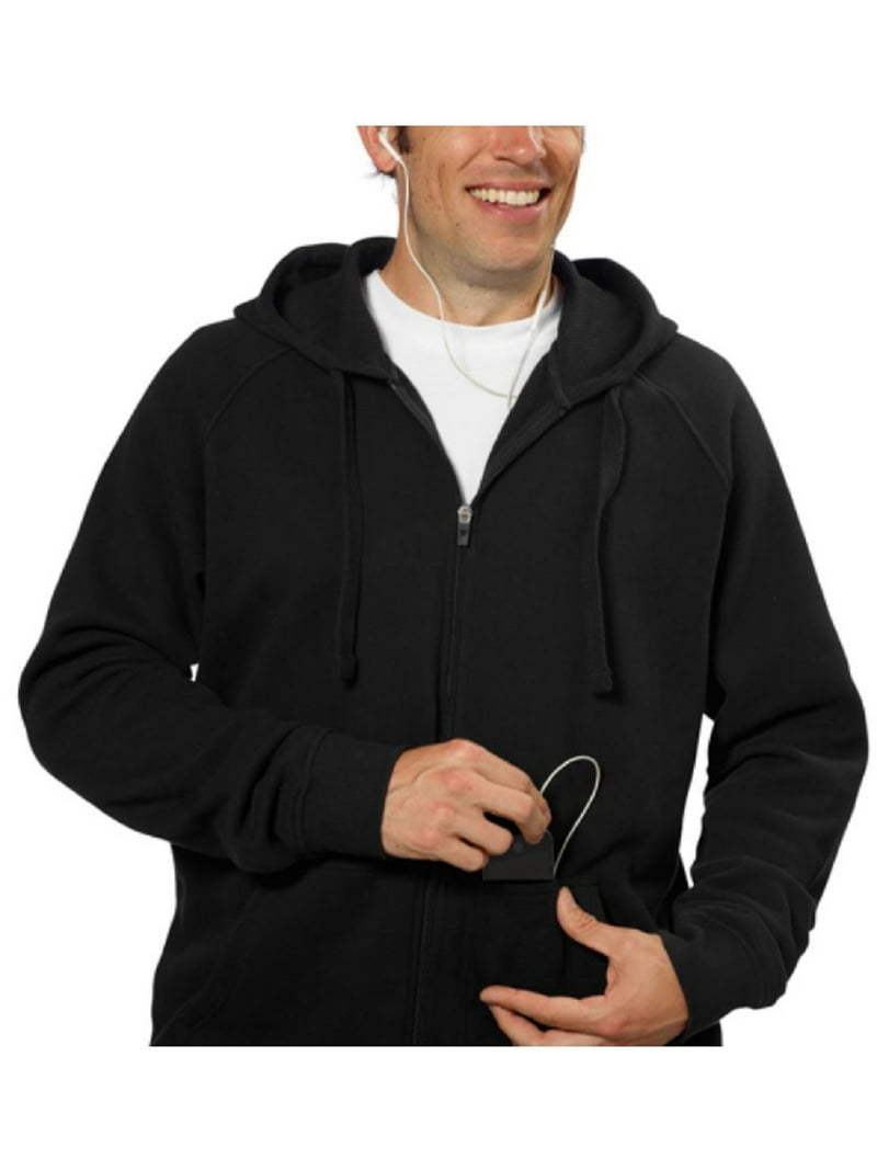 ondernemen Mauve Voetzool Fila Full Zip Hooded Soft Fleece Men's Sweatshirt with Media Pocket (Black,  Large) - Walmart.com