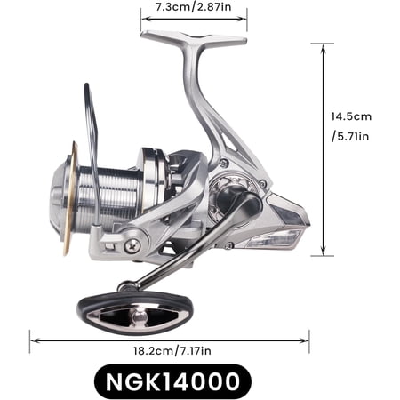 Spinning Reel 8000/9000/10000/12000/14000 6+1BB Metal Surf Fishing Reels 4.8:1 Gear Ratio 55lbs Drag Heavy Long Casting Inshore Saltwater Monster Fish