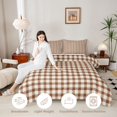thumbnail image 3 of Manfei Minimalism Checkered Twin Comforter Sets,Geometric Check Bedding Set,Brown White,Light Gray Reversible,2pcs,1 Comforter and 1 Pillowcase,2pcs,1 Comforter and 1 Pillowcase, 3 of 7