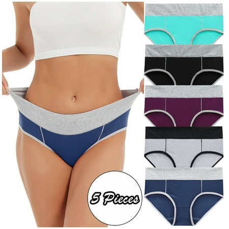 

Womens Patchwork Panties Multicolor Traceless Briefs 5-Pack