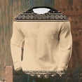 thumbnail image 1 of Ceisia Men's All-Season Casual Regular Fit Crew Neck Sweatshirt Beige Ethnic Geometric Print Neckline Hem Waffle Knit Stretch Fabric Multicolor XXXL Gifts, 1 of 3