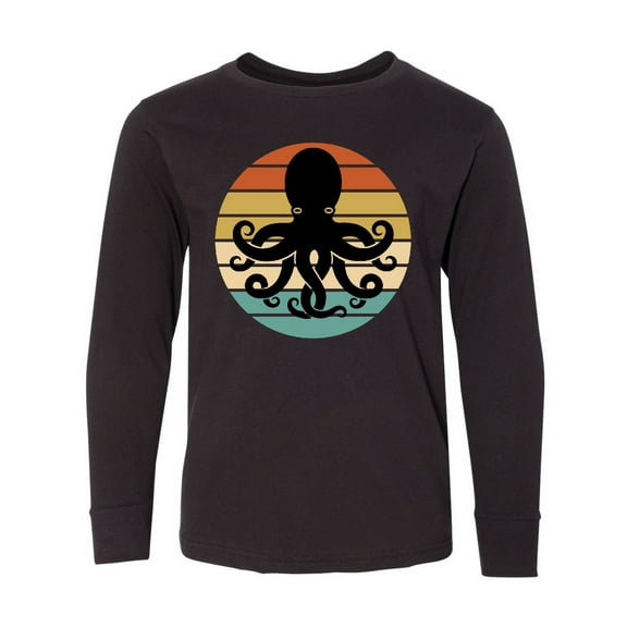 Inktastic Octopus Retro Vintage Sunset Long Sleeve Youth T-Shirt