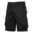 thumbnail image 4 of cllios Men's Outdoor Cargo Shorts Flat Front Baggy Shorts with Multi Pockets Solid Color Lightweight Hiking Shorts Black 32, 4 of 6