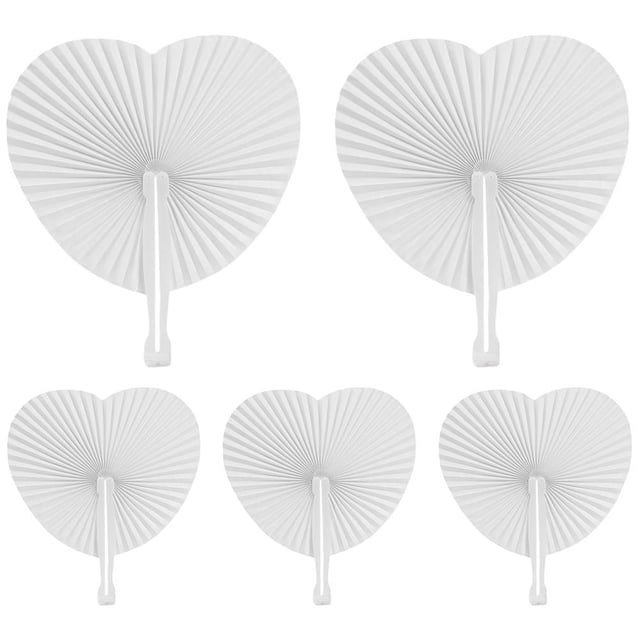 Abanicos de mano portátiles Suministros para fiestas de baby shower Regalos para invitados de boda (5PCS Heart)