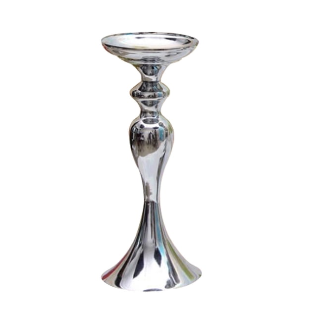 Guardoinrt Modern Metal Candle Tea Light Holder with Long Stand Decorative Flower Vase Silver S 1Set