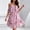 Pink, variant on Women's Floral Print Cold-Shoulder Chiffon Mini Dress – Ruffle Sleeve Boho Summer Beach Vacation Sweet Everyday Wear Black,M