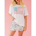 thumbnail image 3 of Biezeib Women's 4th of July Tops Casual Short Sleeve Round Neck Flag/Bow Print T-Shirts Streetwear Blouses, 3 of 6