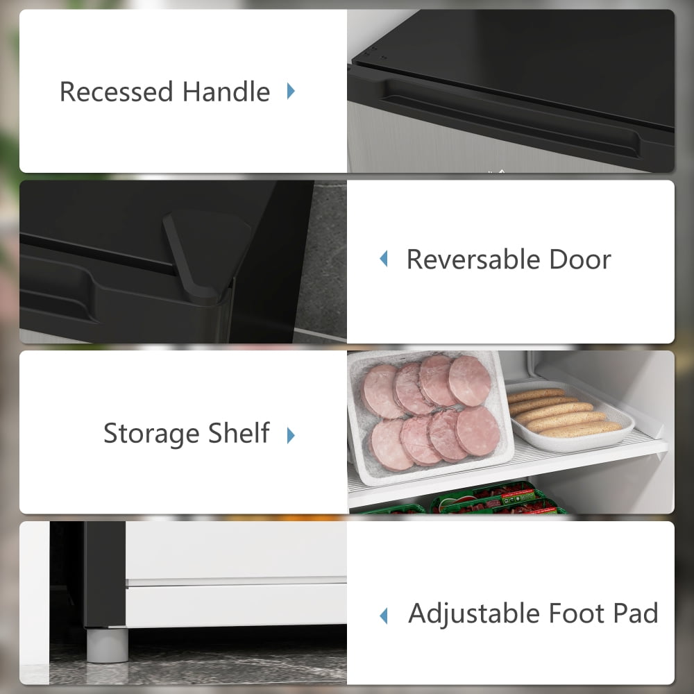 3.0 Cu.Ft Compact Upright Freezer, Mini Freezer with Adjustable Temperature, Reversible Door for Dorm, Apartment, RV