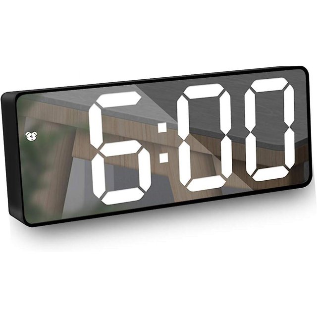 Reloj Despertador Digital Rojo Verde con Espejo LED Luz Nocturna Brillo Ajustable
