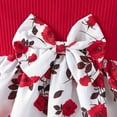 thumbnail image 5 of Kids Dress Summer Flutter Sleeve Dress With Bow Patchwork Rose Print Princess Style Dresses Girls Red 3 Months-6 Months, 5 of 6