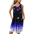 thumbnail image 2 of Tnhcen Women's Sleeveless Nightdress Vintage Print Pajama Dress Shirred Front Lounge Dress with Pockets Soft Nightgown S-2XL Multiple Colors Available Blue, 2 of 5