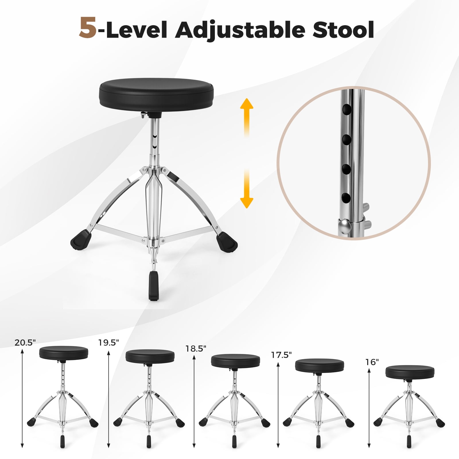 Gymax Electric Drum Set Foldable Drum Kit w/ 7'' Mesh Drum Pads 9.5'' Cymbals 10 Demos Black