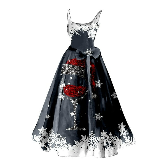 Women Christmas Outfit Elegant Women Sleeveless Long Evening Gown for Christmas Party Prom Night and Gray S