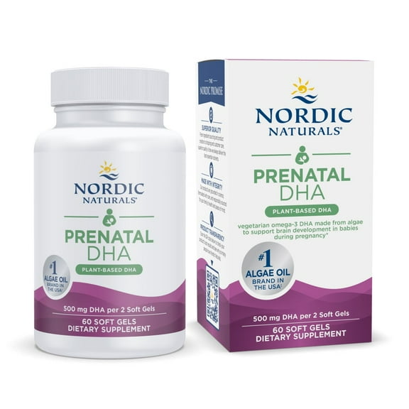 Nordic Naturals Vegan Prenatal DHA, 500 Mg, Plant-Based DHA, Non-GMO, 60 Ct