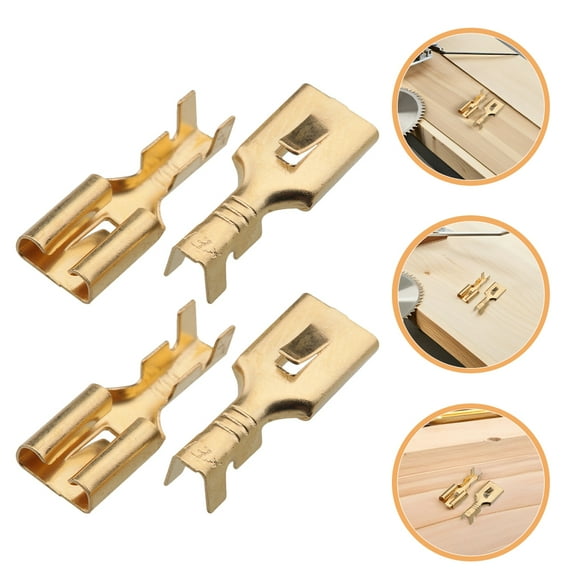 BEADCEST 100Ud Terminales Spade Hembras Doradas Con Crimp Para Cableado Eléctrico Y Audio