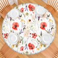 thumbnail image 2 of Pioneer Flower Floral Print Pattern Round Fitted Tablecloth with Elastic Edge,Dining Table Cover Waterproof,Outdoor Round Tablecloth for Camping,Dining,Indoor and Outdoor, 2 of 7
