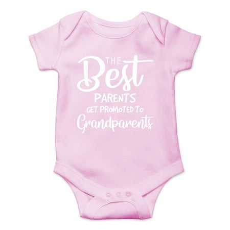 

Funnwear The Best Parents Get Promoted to Grandparents Cute Pregnancy Baby Announcement Baby Dress (Pink 12 Months)