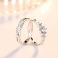 thumbnail image 3 of Anillos a juego para parejas, juego de 2 para mujeres, hombres y niñas, anillo abierto ajustado de plata para alianza de boda, anillo de promesa para amantes del matrimonio, 3 of 4