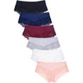 thumbnail image 1 of 6 Packs of SOFRA Women's Cotton Low Rise Scalloped Lace Bottom Hipster Panty Underwear - Style#5, 1 of 2