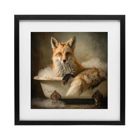 Stupell Industries Red Fox Bubble Bath Black Framed Print Under Glass, design by Tina LeCour