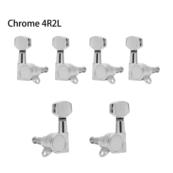 LOOKSEVEN 2L4R Sealed Electric Guitar Tuning Pegs Small Square Machine Heads with 1:15 Ratio Replacement Tuners for Acoustic & Electric Guitars - Silver