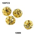 thumbnail image 1 of 100 Pcs Perles en Strass Creusées DIY Métal Perles Rondes Populaires Fournitures de Bijoux Pièces Or/strass 10mm, 1 of 1