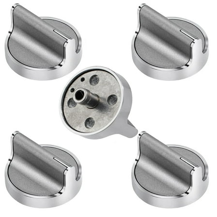 5 Pcs Gas Stove Burner Control Knobs W10594481 Stainless Steel for Whirlpool Gas Cooktop Range/Oven Burner