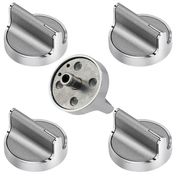 5 Pcs Gas Stove Burner Control Knobs W10594481 Stainless Steel for Whirlpool Gas Cooktop Range/Oven Burner