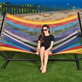 thumbnail image 4 of Bliss Hammocks Weekender 2-Person Polyester Rope Hammock w/Spreader Bar, 80x55, Multicolor, 4 of 11