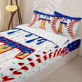 thumbnail image 3 of Homewish Orange Monogrammed T Zipper Full Size Comforter Sets with Fitted Sheet and 2 Pillowcases, Sport Baseball Zipper Bedding Set, Kids Boys, Reversible, 4 Pieces, 3 of 6