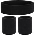 thumbnail image 1 of Conjunto de muñequeras deportivas, conjunto de muñequeras de tela de rizo, muñequeras para hombres y mujeres, banda para la cabeza que absorbe la humedad y el sudor, 1 of 7