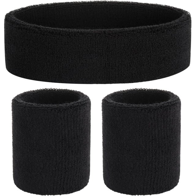 Conjunto de muñequeras deportivas, conjunto de muñequeras de tela de rizo, muñequeras para hombres y mujeres, banda para la cabeza que absorbe la humedad y el sudor