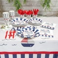 thumbnail image 2 of Sparkle and Bash Nautical Decor - 169-Piece Set, Blue & White - Nautical Theme Serves 24 - Ahoy It’s a Boy Baby Shower Supplies with 7" & 9" Plates, Napkins, Cups & Cutlery - Tablecloth, 2 of 9
