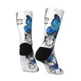 thumbnail image 5 of Uemuo Blue Flying Butterflies Pattern Women's Crew Socks, Soft Durable Breathable Moisture-Wicking with Odor Control Cotton socks, 5 of 9