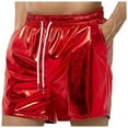 thumbnail image 2 of Youmylove Mens Cargo Shorts Mens Shorts Trendy Metallic Shiny Sparkly Hot Drawstring Short Pants With Pockets Lightweight Swim Shorts, 2 of 6