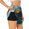 thumbnail image 3 of Lsque Floral Ship On Ocean Printed Women's Running Shorts with Liner Pockets,Elastic Quick Dry Workout Athletic Gym Yoga Shorts,Womens High Waist Shorts-Small, 3 of 9