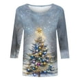 thumbnail image 3 of Womens Christmas Tops 3/4 Length Sleeve T Shirts Casual Plus Size Women Blouses Formal Pretty White Plus Size 100% Cotton T Shirts For Women Loose Fit Fall Outfits 2025, 3 of 5