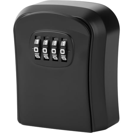 Security key lock box wall-mounted key storage box lock box for house garden courtyard garage apartment office spare key storage 4-digit combination code with screw set (black)