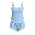 thumbnail image 7 of Pajama Sets for Women 2 Piece Ladies' Summer Lace Camisole Pajamas Shorts Two-Piece Set Casual Home Wear Blue Xl, 7 of 7