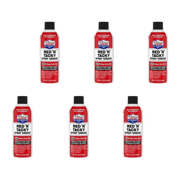 6 Pack 11025 Red N Tacky Grease Aerosol - 11 Ounce