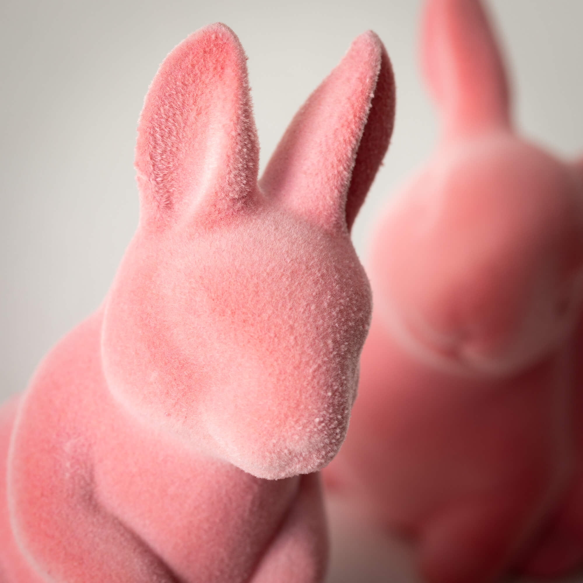 Sullivans 5.5" & 4.25" Pink Velveteen Bunny Set of 2, Ceramic