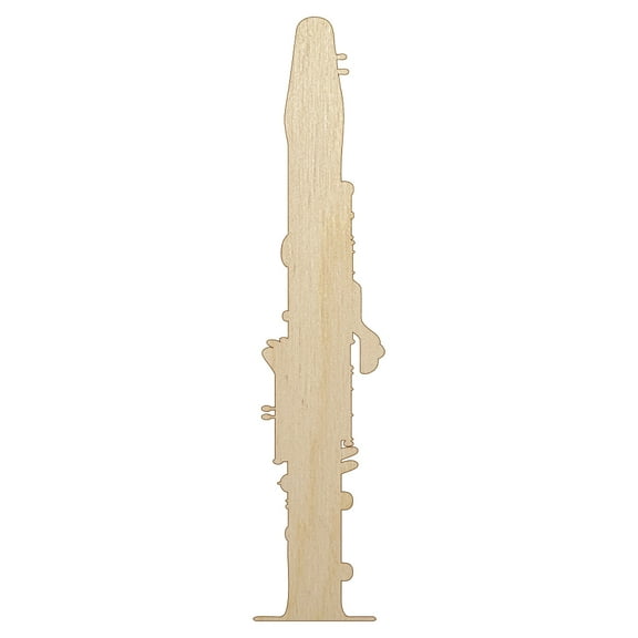 Clarinet Music Instrument Silhouette Wood Shape Unfinished Piece Cutout Craft DIY Projects - 4.70 Inch Size - 1/8 Inch Thick