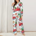 thumbnail image 3 of Kll Watercolor Red Truck And Fir Tree Print Women'S Long Sleeve Pajamas With Pants Sleepwear Loungewear 2 Set-Medium, 3 of 9